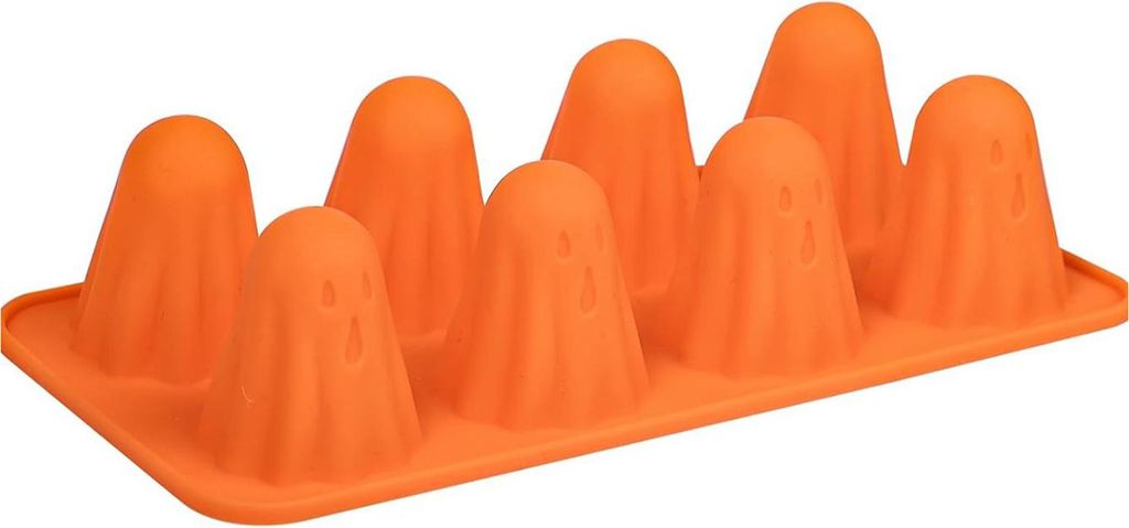 Geister-Silikonform, antihaftbeschichtet, 3D-Schokoladenformen, 8 Mulden, Halloween-Backform für Gelee, Süßigkeiten, Pudding, Eiswürfel, Gummib...