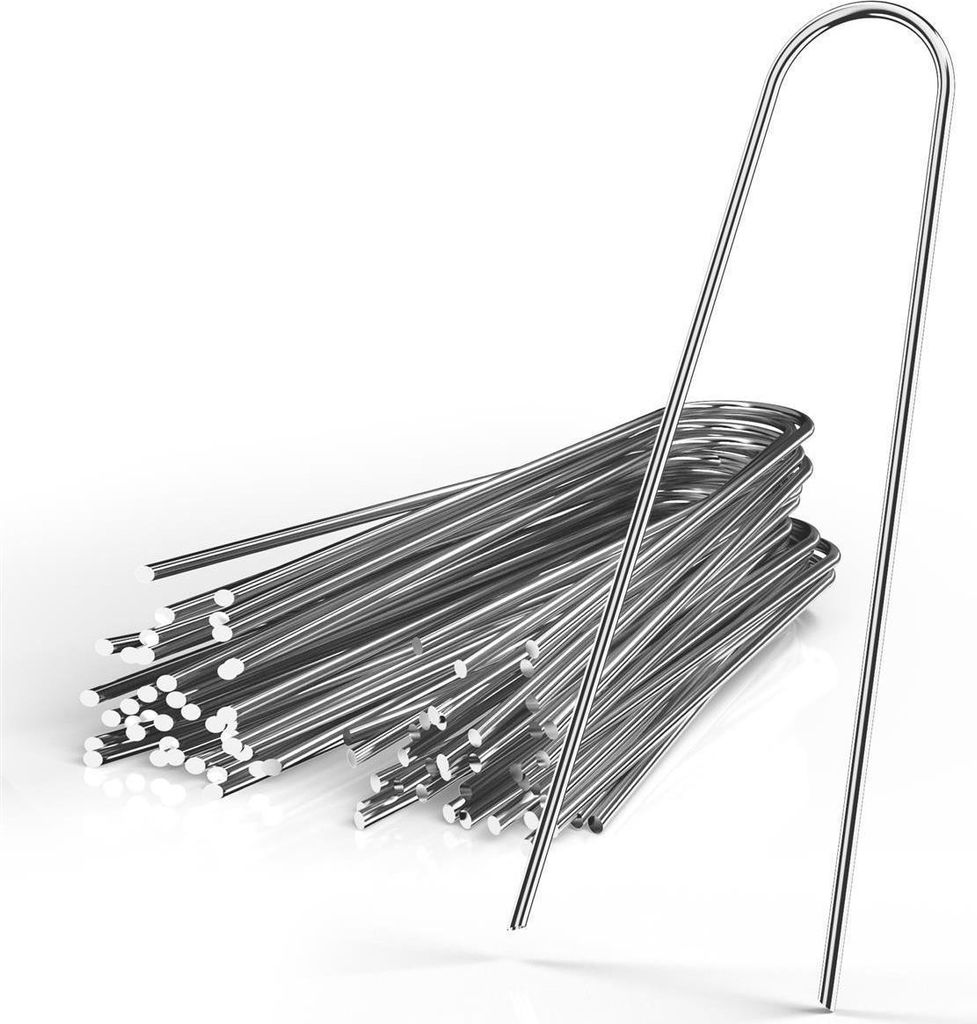 Intirilife 100 x Erdanker 150 x 25 x 2,9 mm aus verzinktem Stahl Rostfrei - Unkrautvlies Befestigung Erdnagel Bodennagel Widerhaken