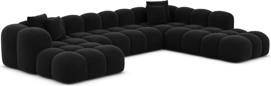 Samtstoff U-Form XXL Lounge Wohnlandschaft Valora Schwarz Links