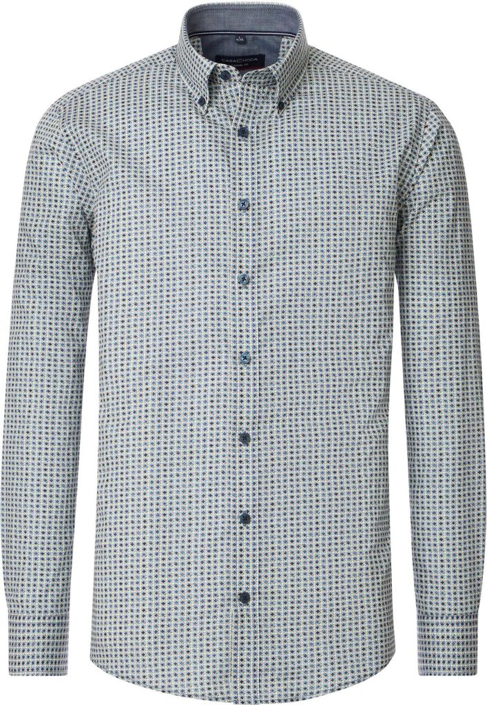 CASAMODA Freizeithemd Langarm Button-Down Casual Blau gemustert XXL