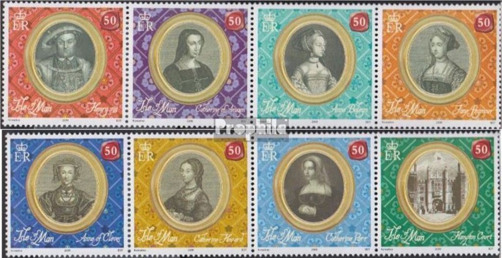 Briefmarken GB - Isle of Man 2009 Mi 1499-1506 Viererstreifen (kompl.Ausg.) postfrisch Thronbesteigung Heinrichs VIII.