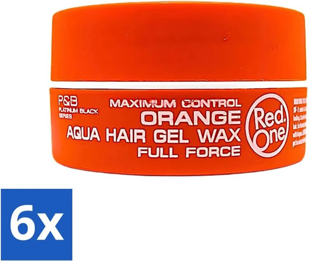 Cire Coiffante Red One Orange Aqua Wax Pack de 6 Pots pour Homme 150 ml