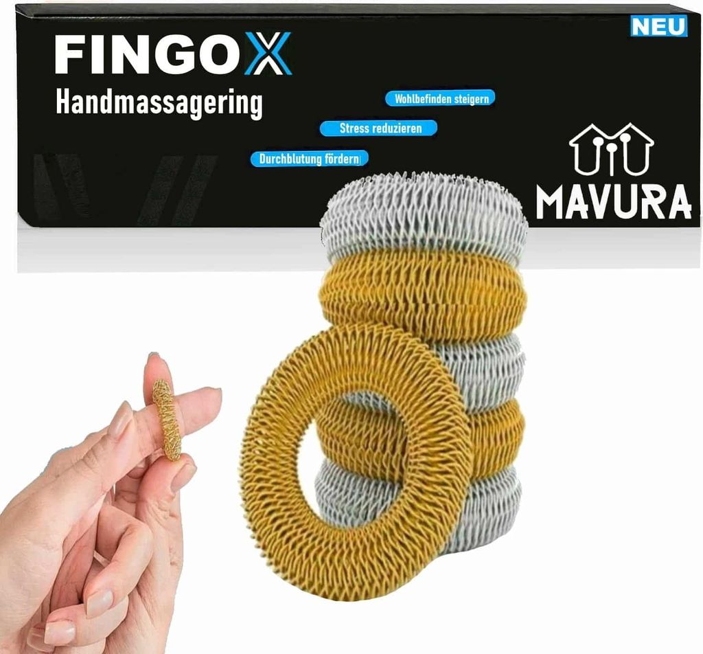 FINGOX Akupressur Ringe Finger Massage Akupunktur Handmassage Durchblutung 6Stk