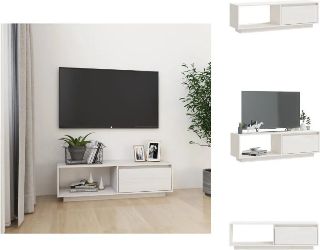 Mobile TV Bianco vidaXL 110x30 cm Legno Pino - Robusto e Pratico