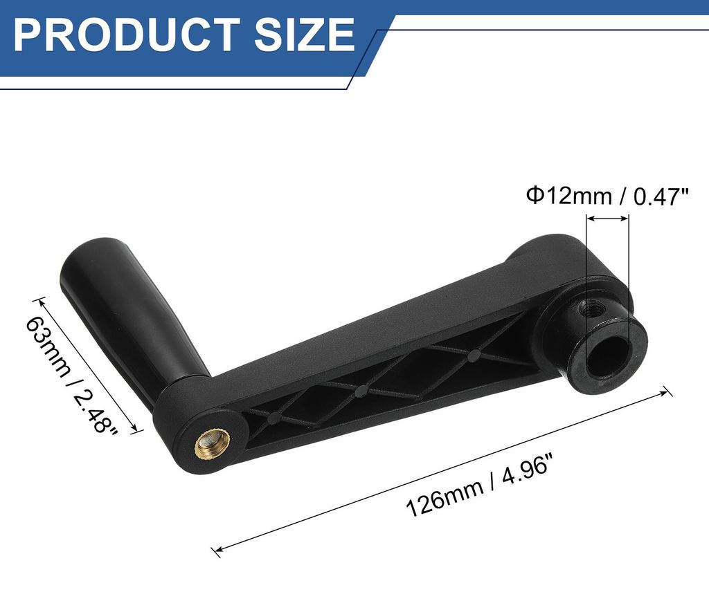 12x126mm (Dia x L) Drehbarer Handradmaschinenhebel, Universal-Drehkurbelgriff-Ersatz fš¹r Industrie-Drehmaschinenfr?sen-Schleifmaschine, Schwarz ...