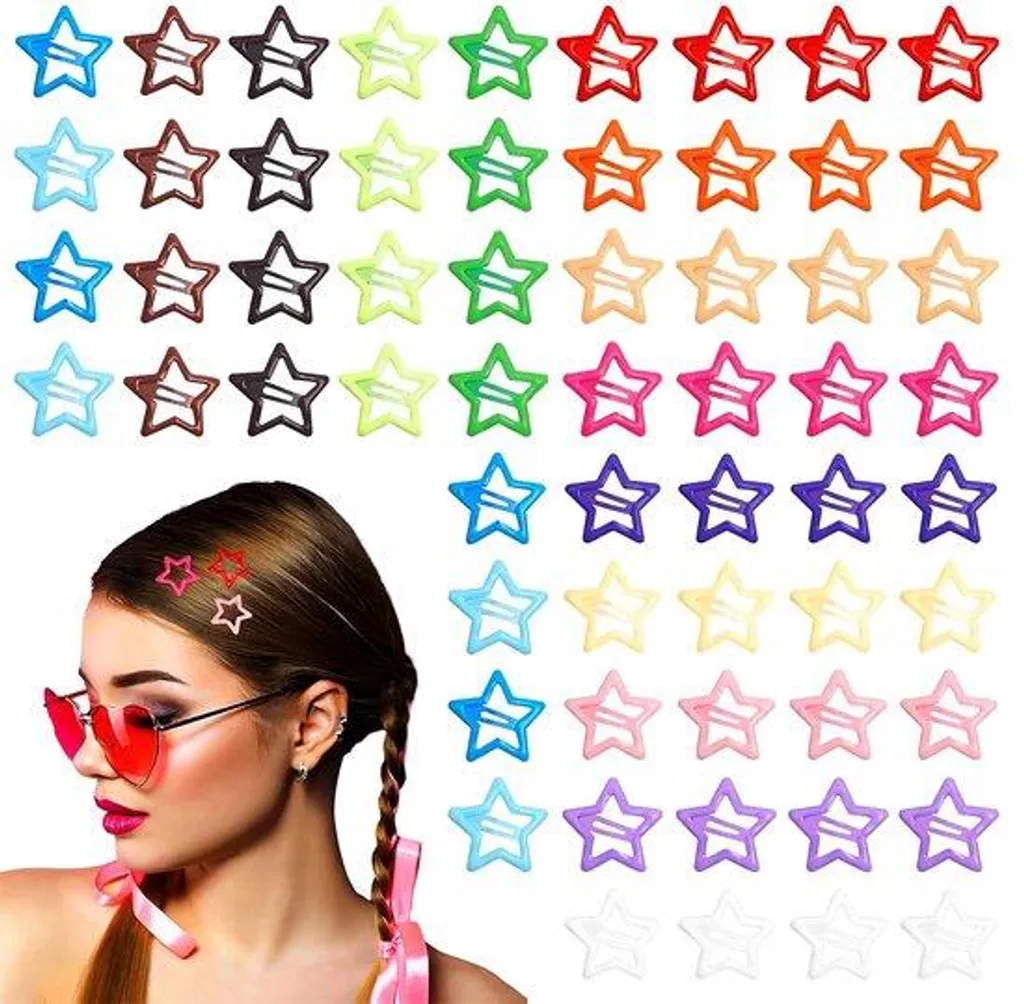 Petites pinces cheveux étoile de 3 cm multicolores en pack de 60