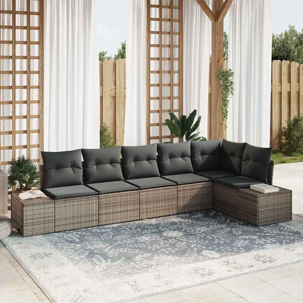 Maison Exclusive - Gartensofa-set mit Kissen 6 pcs Grau Poly-Rattan