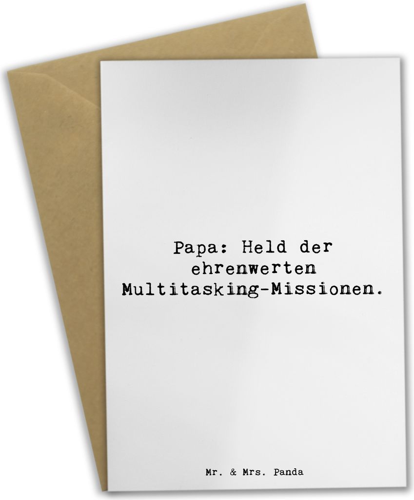 Mr. & Mrs. Panda Glückwunschkarte Spruch Papa Held - Weiß - Geschenk, Alltagshilfe, Vater, Dankeschön, Grußkarte, einladungskarten, Daddy, einz...