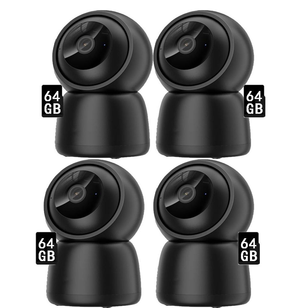 4X 360° Schwenkbar Überwachungskamera Innen, 2,4GHz / 5GHz WiFi Kamera Indoor für Baby, KI Personenerkennung, Auto-Tracking, 64GB