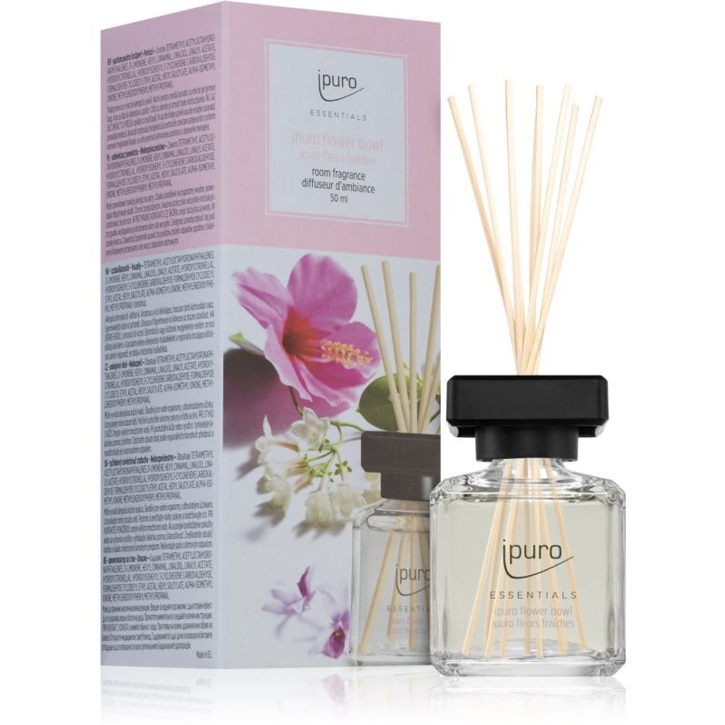 Diffusore Per Ambiente Ipuro Flower Bowl 200 Ml - Profumo Floreale Romantico Con Bastoncini