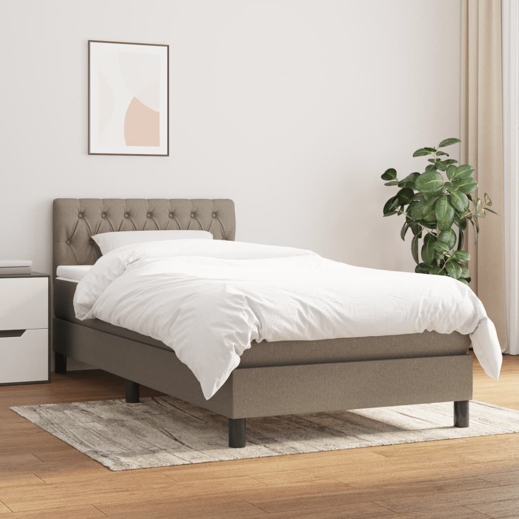 The Living Store Boxspringbett mit Matratze Taupe 90x190 cm Stoff