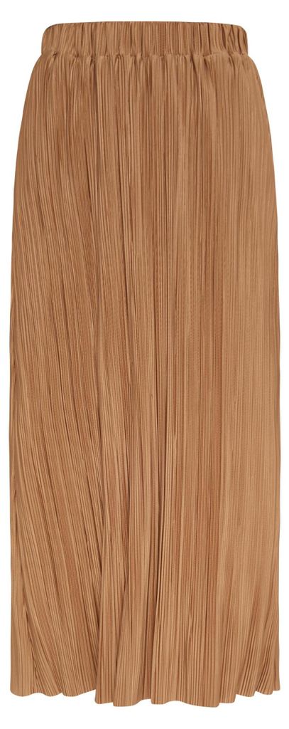 Damen Casual Midi-Rock aus 100% Polyester, beige, Größe XL, mit elastischem Bund