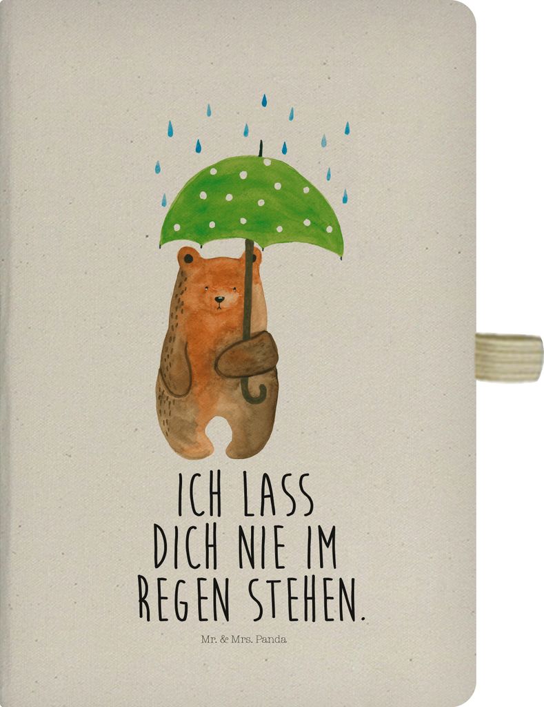 Mr. & Mrs. Panda Journal Bär Regenschirm - Transparent - Geschenk, Adressbuch, Teddy, kariertes notizbuch, Partner, Freunde, Tagebuch, Familie, A5...