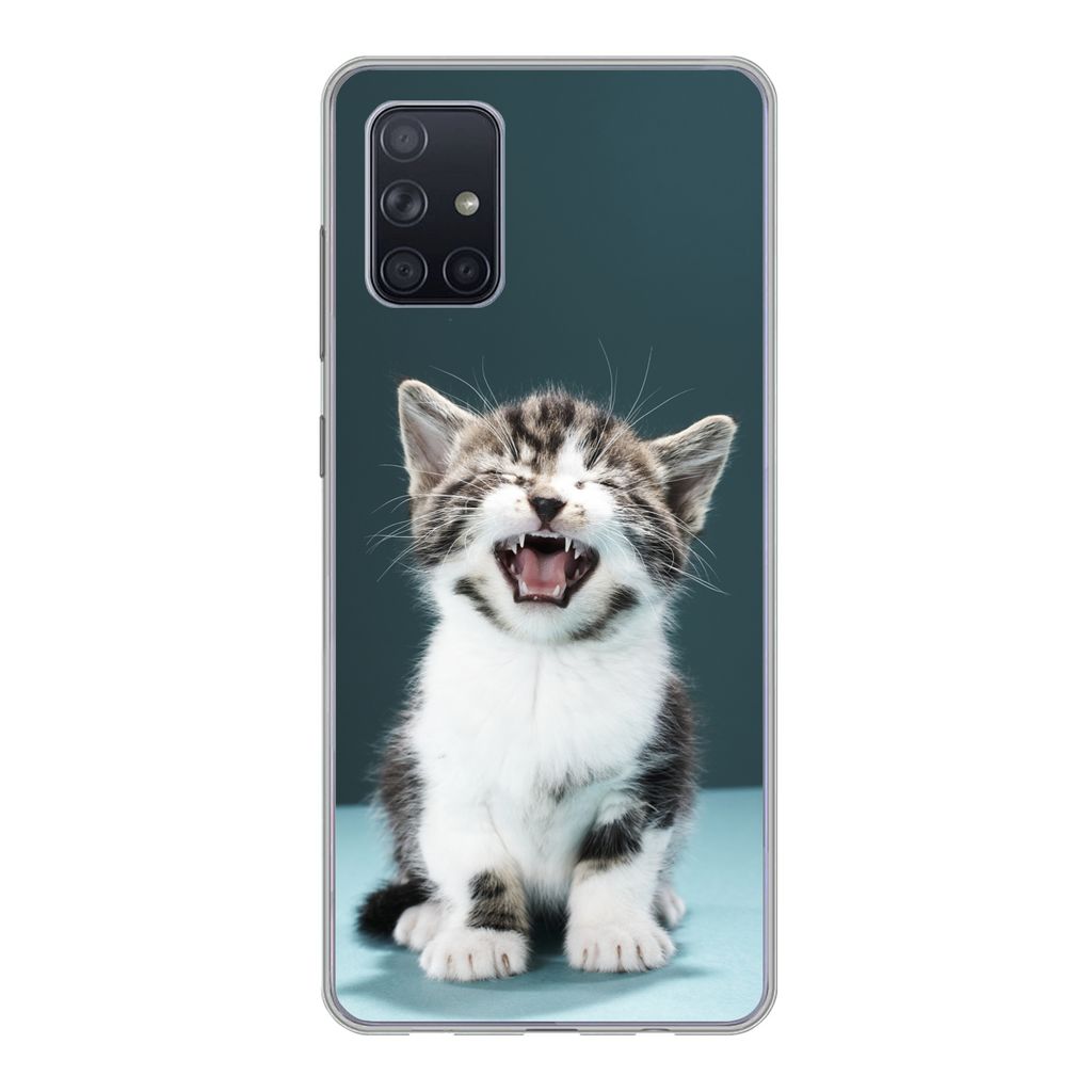 MuchoWow Handyhülle Schutzhülle Hülle für Samsung Galaxy A51 Katze - Kätzchen - Miau Silikon Softcase Handy Hülle - Schutzabdeckung