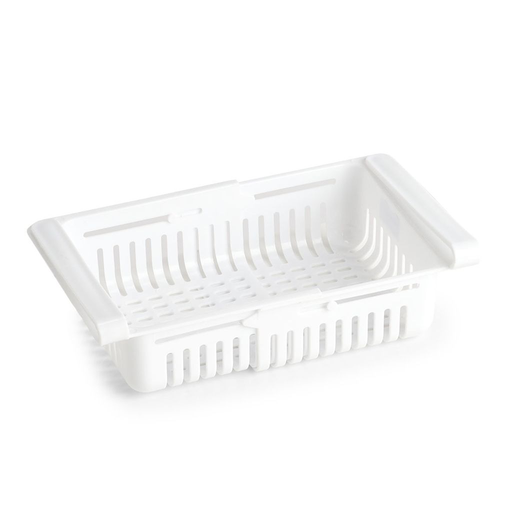 Zeller ausziehbarer Kühlschrank-Organizer, Kunststoff, 20,5–28,5 x 16,5 x 7,5 cm, weiß