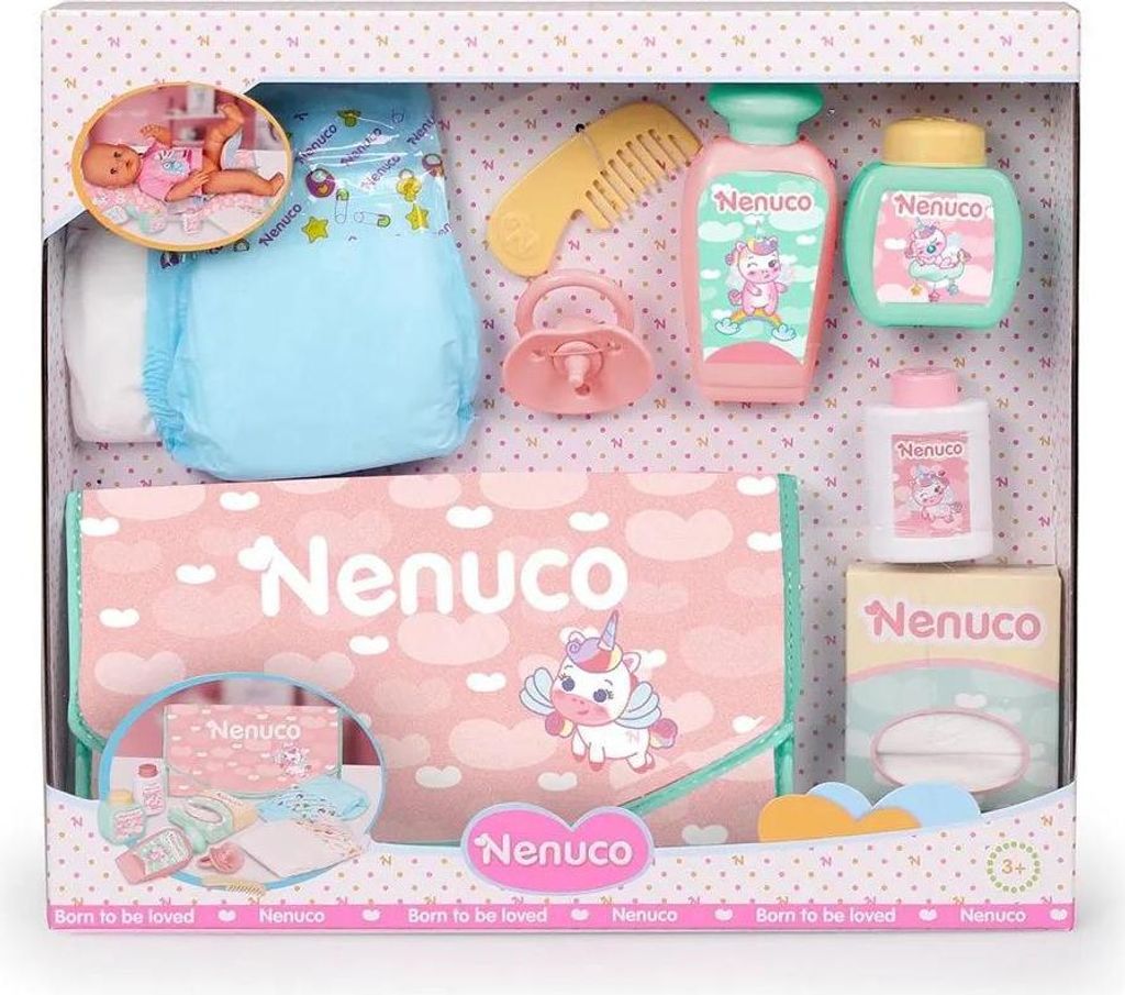 Nenuco - Wickeltasche, Spielzeugset mit Wickelaufsatz - Für Kinder ab 2 Jahren, Famosa (NFN29000) FAMOSA