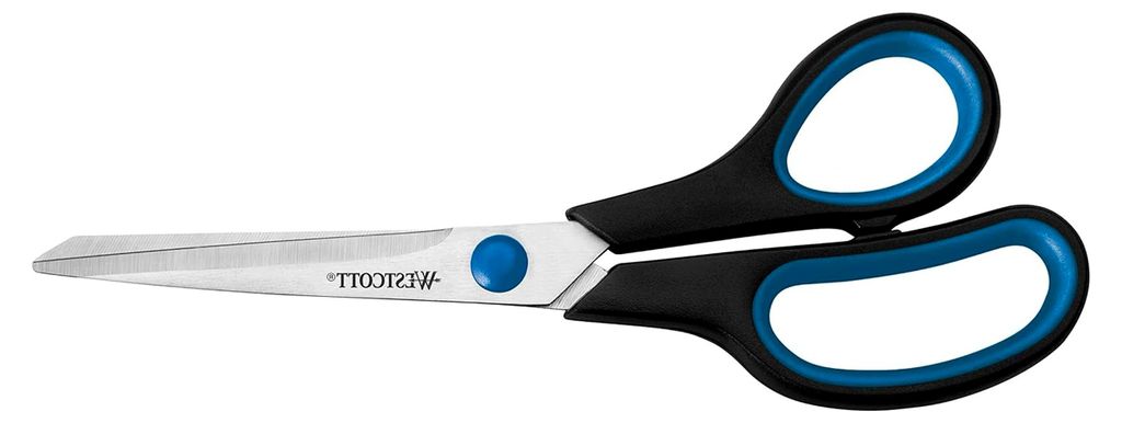 Schere Easy Grip Lefty rostfrei, gerade, asymmetrisch, 21 cm/8", für Linkshänder, blau/schwarz