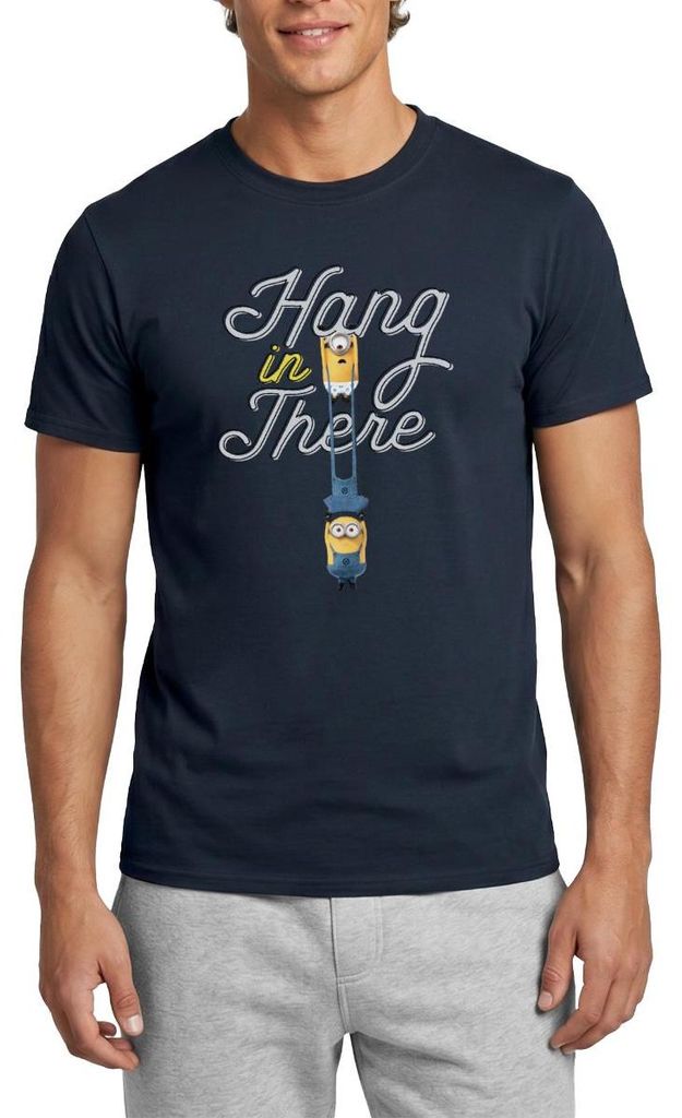 Spreadshirt Minions Carl Und Phil Durchhalten Despicable Me Männer T-Shirt, 3XL, Navy