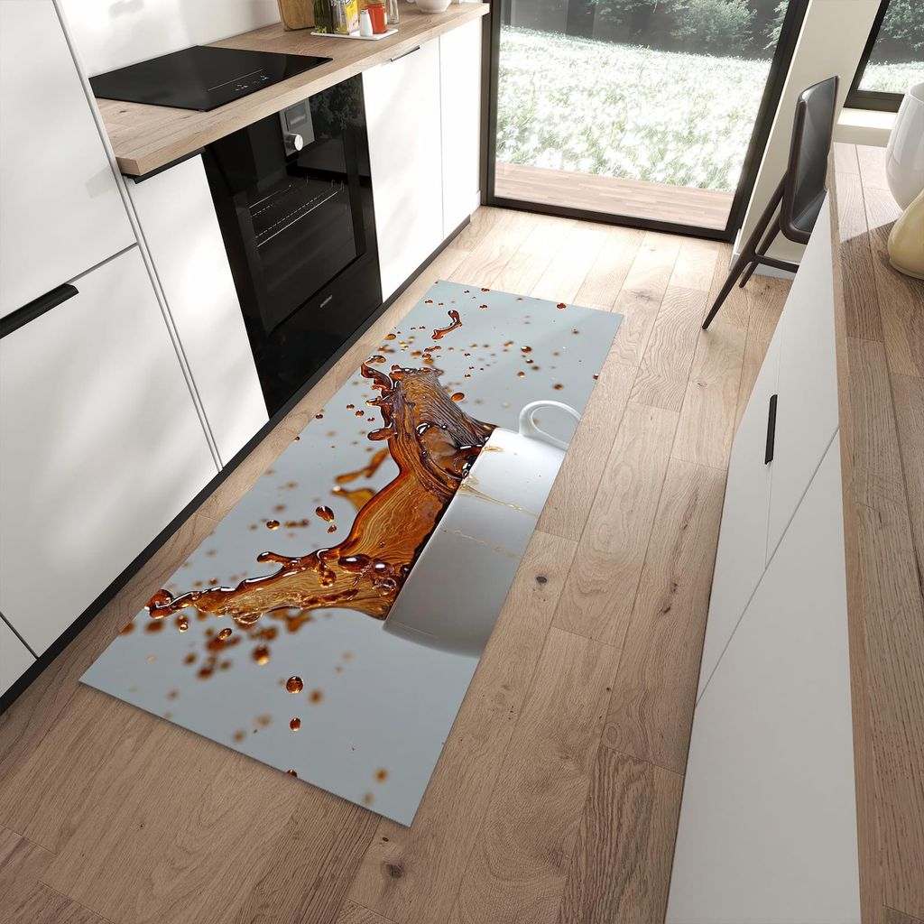 Küchenteppich 80x200cm rutschfest & abwischbar PVC Läufer - Kaffeeexplosion