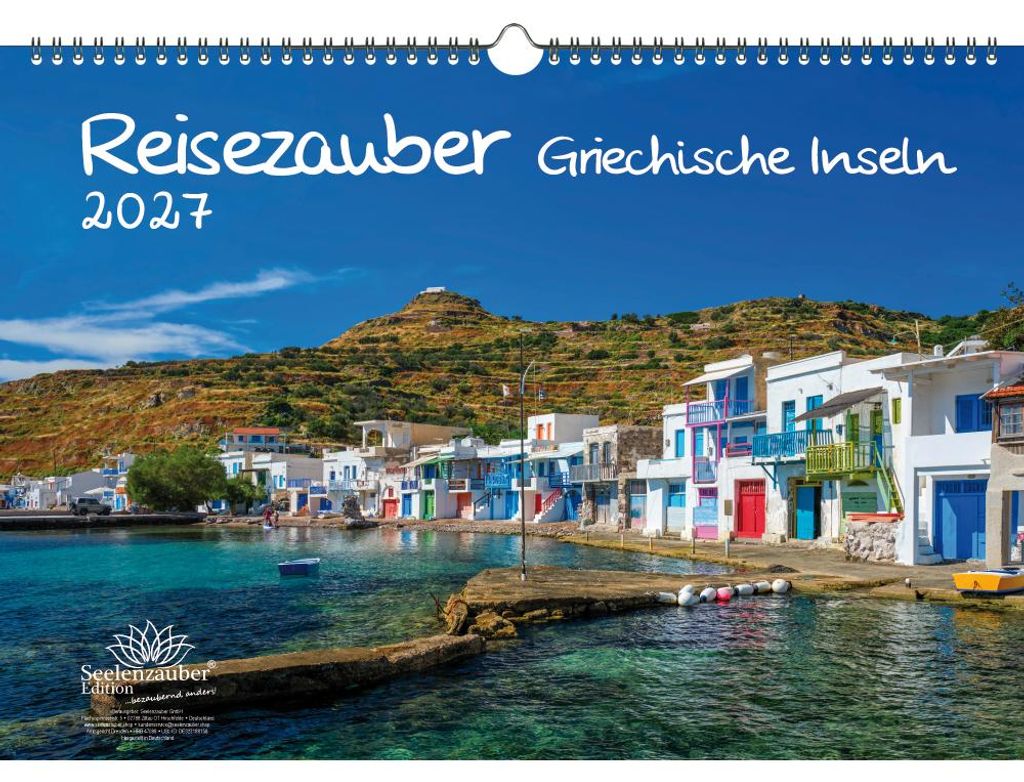 Reisezauber Griechische Inseln DIN A3 Kalender für 2027 Griechenland Mykonos Santorin Kreta Meer Reise Strand Urlaub - Seelenzauber