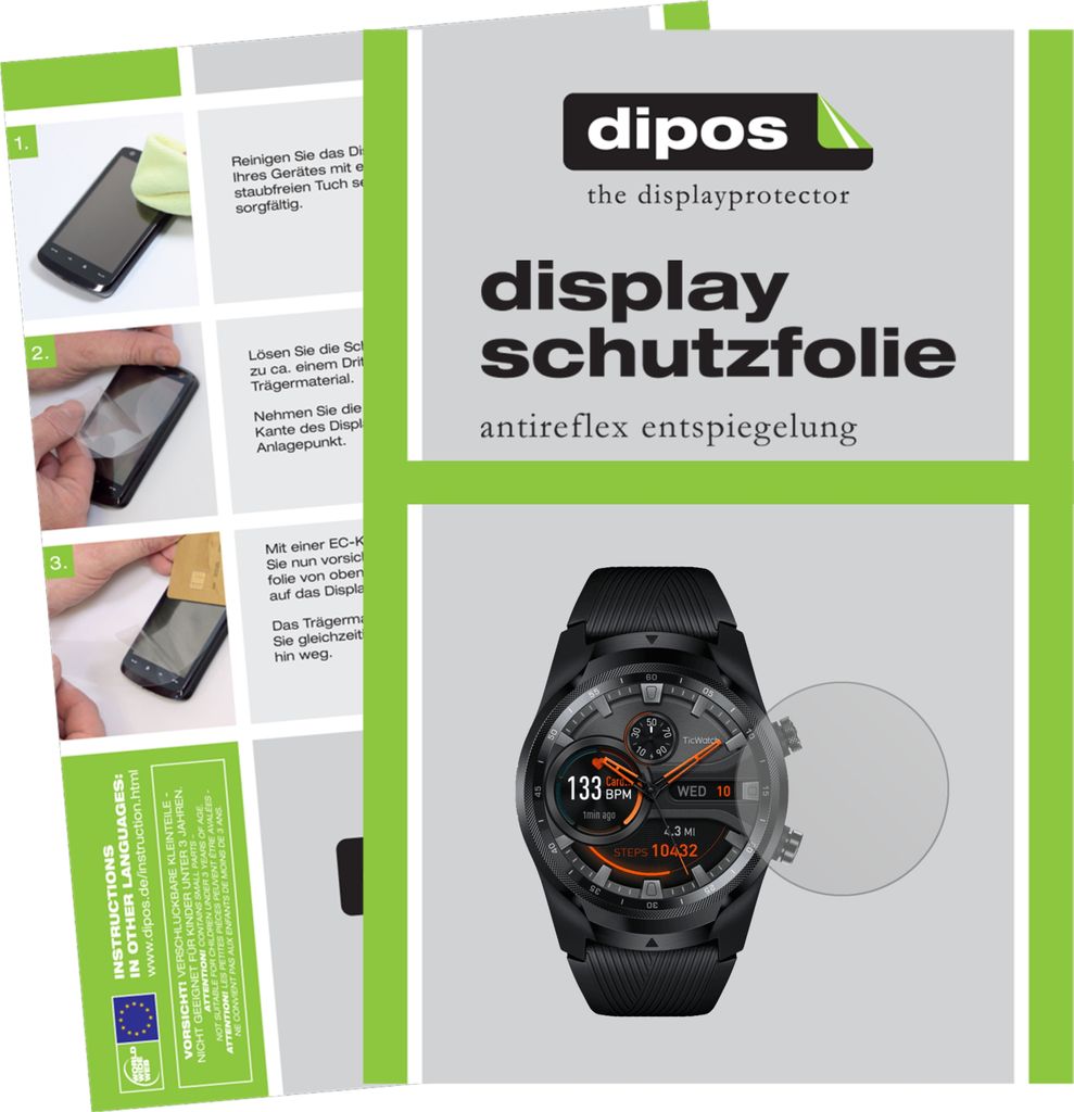 6x Schutzfolie für Mobvoi TicWatch Pro 4G matt Displayschutzfolie Folie Display Schutz dipos