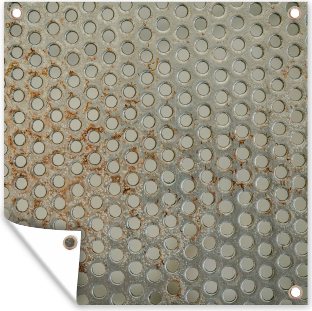 MuchoWow 100x100 cm Outdoor-Poster Gartendeko Sichtschutz Garten Poster für den Garten Stahl - Bolzen - Rost