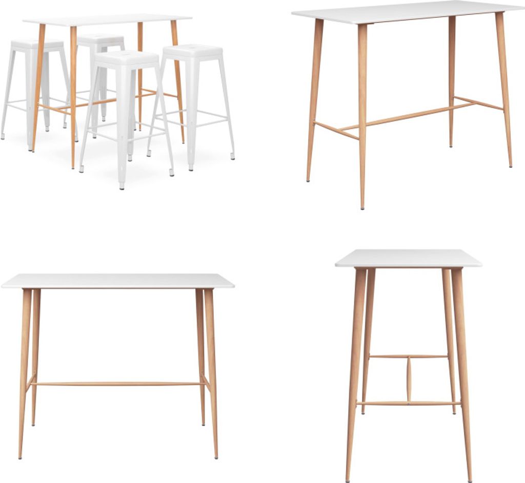 vidaXL 5 tlg. Bar Set Weiß - Bar-Set - Bar-Sets - Bartisch Mit Barhocker - Bartische Mit Barhocker