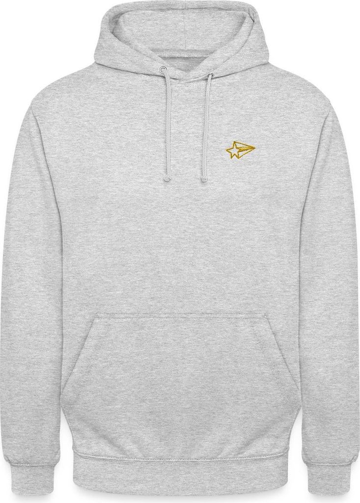 Spreadshirt Stern bestickt Uni Hoodie, XXL, Hellgrau meliert