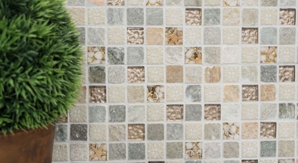 Handmuster Mosaikfliese Transluzent gold beige Glasmosaik Crystal Stein gold beige Struktur MOS83-CR27_m
