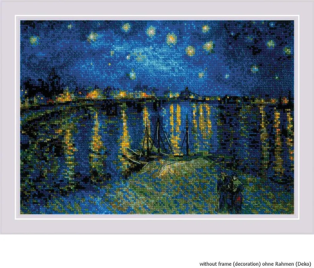 Broderie Point de Croix Van Gogh : Kit Complet Nuit étoilée sur le Rhône