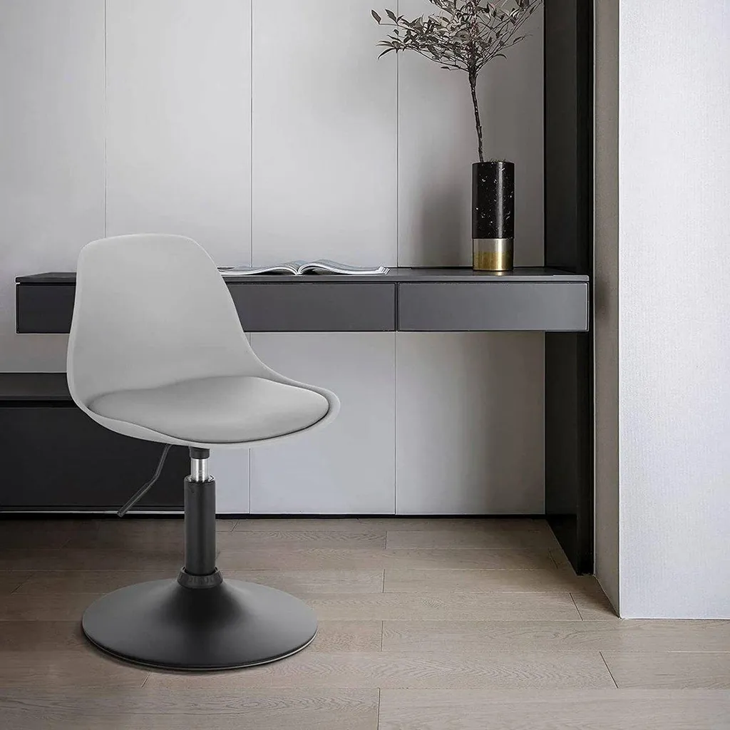 Petit Tabouret Rond Gris de Cuisine Réglable et Pivotant pour Table Basse - 2