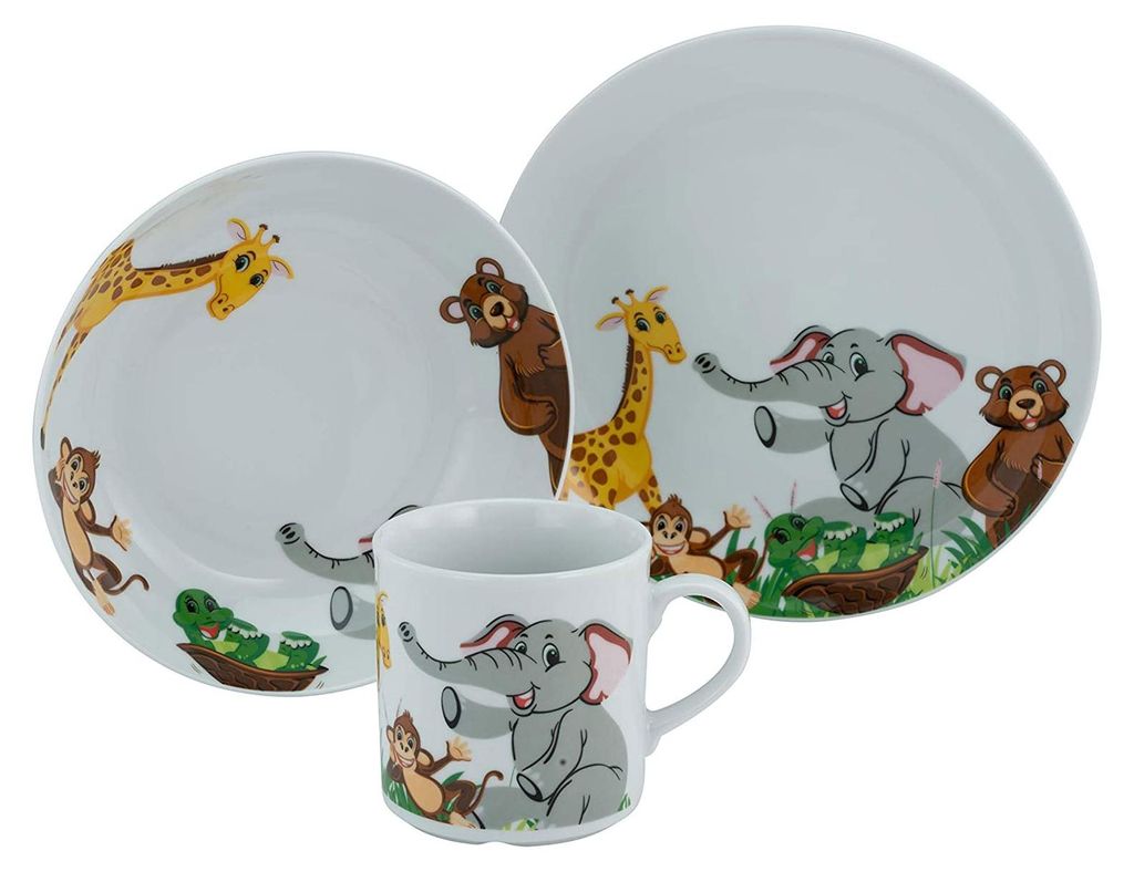 CreaTable, 22897, Zoo Bunt, Kinderservice 3-tlg, Porzellan Zdjęcie produktu 