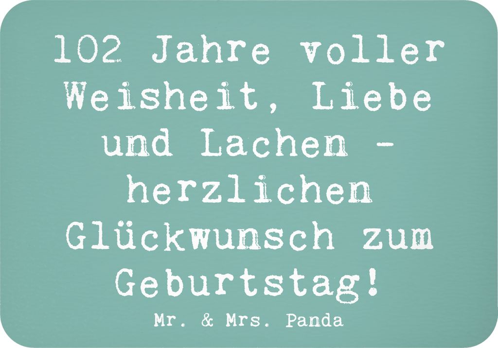 Mr. & Mrs. Panda magnet Spruch 102. Geburtstag Glückwünsche - Meeresbrise - Geschenk, haftmagnet, Liebe, handgefertigte Geschenke, Lebensjubiläu...