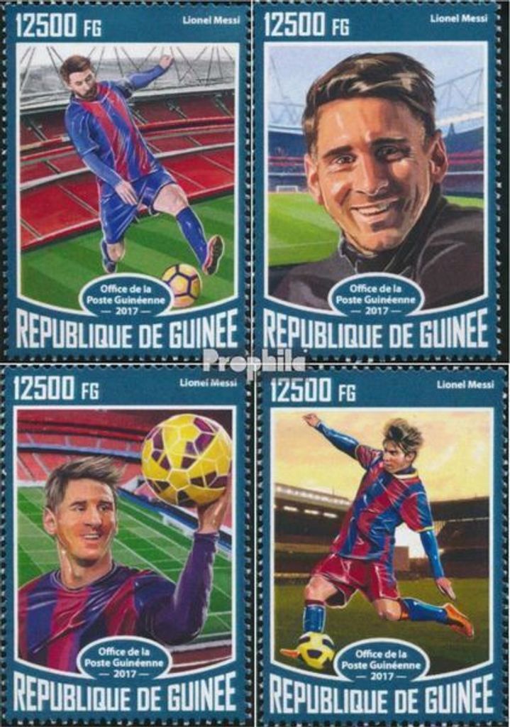 Briefmarken Guinea 2017 Mi 12506-12509 (kompl. Ausgabe) postfrisch Lionel Messi