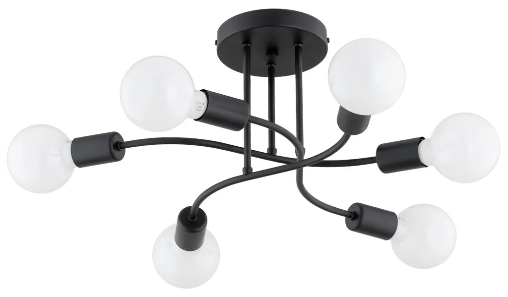 Suspension multi-lampes SEJNO Alfa en métal noir mat 6 douilles E27