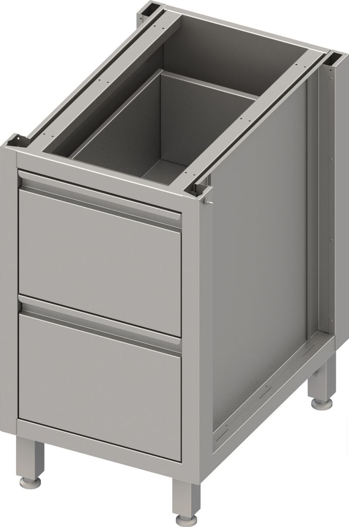 Unterschrank Boxversion 2.0, für Beine/Sockelrahmen, mit zwei Schubladen 450x540x660 mm