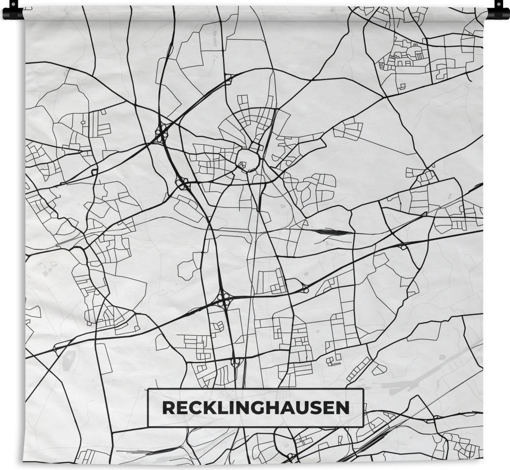 MuchoWow Wandteppich Wandbehang Recklinghausen - Karte - Stadtplan 90x90 cm Tapisserie Dekoration Wandtuch - Wandaufhänger