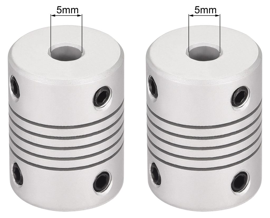 5Stk. 5mm zu 5mm Aluminiumlegierung Stab Flexibel Kupplung Motorsteckerverbindung L25xD19 Silber