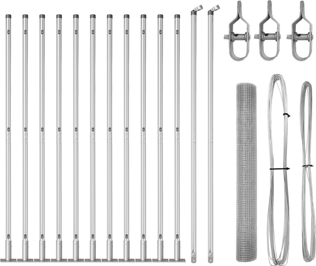 Best Möbel Schutzzaun mit 13 Flanschpfosten 1x25 m aus verzinktem Stahl - Metallzäune CL93320