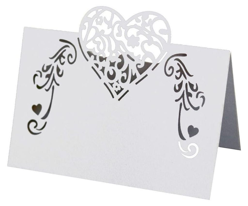 Packung Mit 50 Geschnittenen Herzförmigen Hohlen Hochzeitstisch Nummer Name Platzkarte Hochzeit Party Dekoration (Weiß)