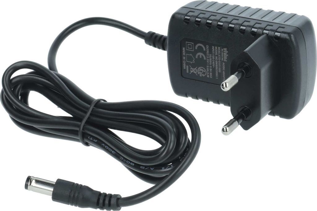 vhbw Ladegerät kompatibel mit AEG WX7-90A2B, WX7-90B2BE, WX7-90B2B, WX7-90T4B, WX7-60CE1, WX7-60A2 Fenstersauger, Fensterreiniger - 5,5 V, 0,6A