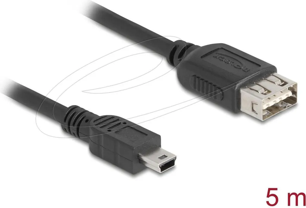 Delock 81527: Cavo Mini-B Maschio a USB-A Femmina 5m - Schermato