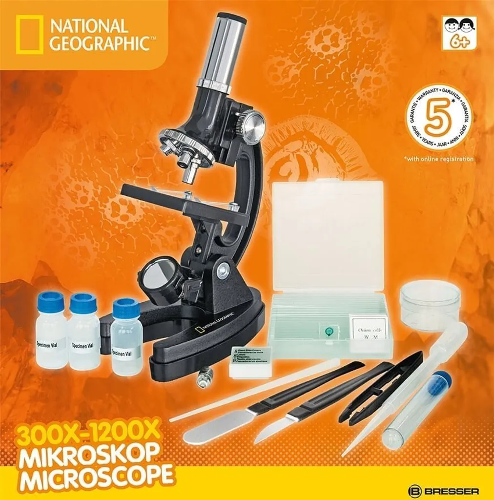Microscope optique National Geographic 300x-1200x à éclairage LED blanc
