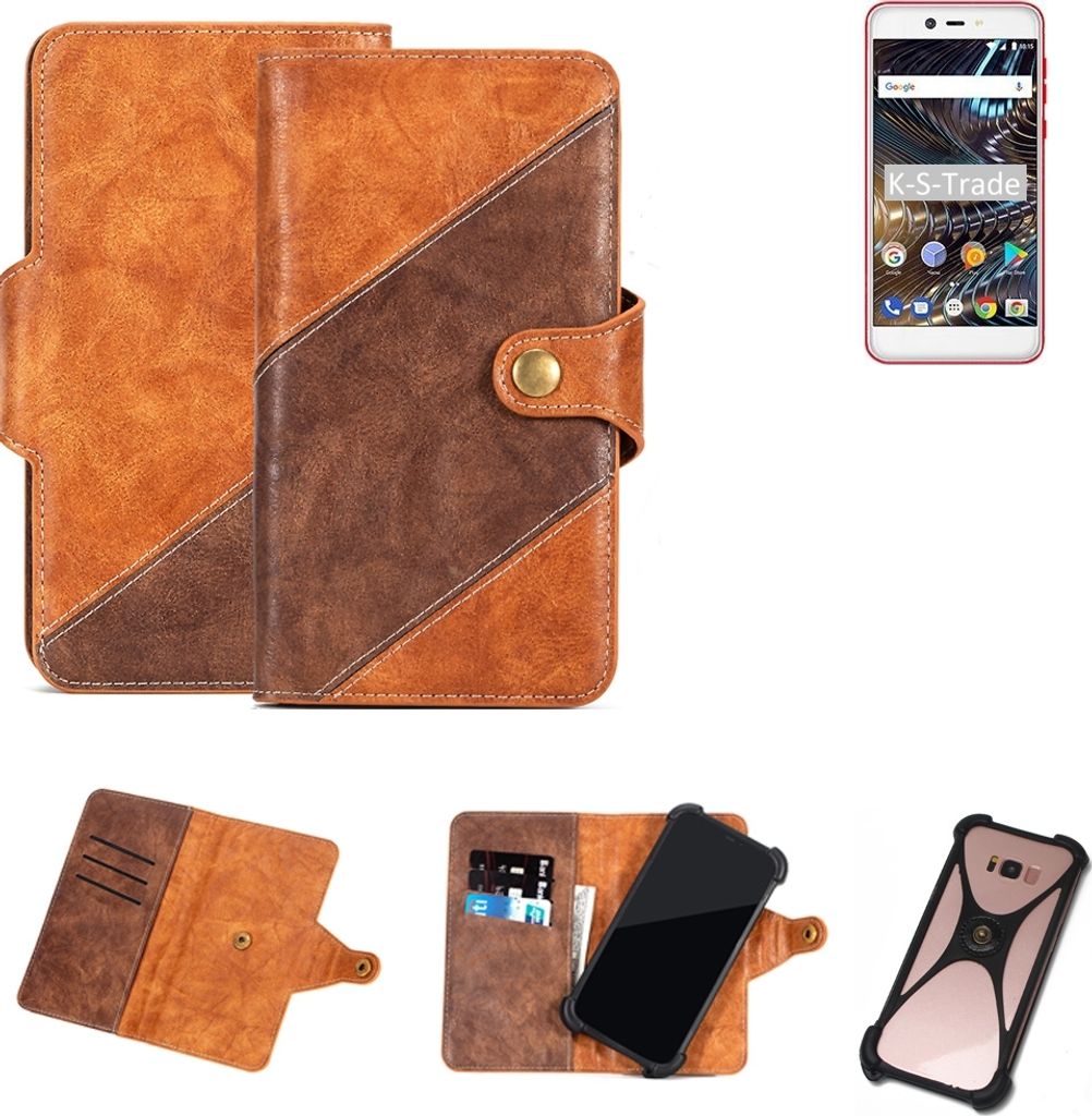 K-S-Trade Handy-Hülle Schutz-Hülle Bookstyle Case Wallet-Case kompatibel mit BQ Mobile BQ-5209L Strike LTE Handy Cover Bumper Kantenschutz