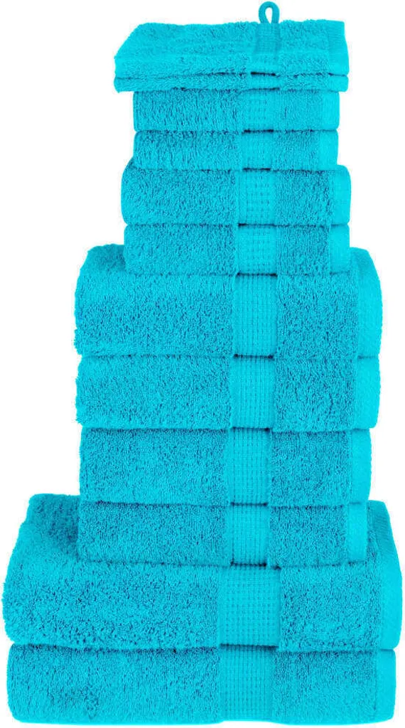 Collezione Bagno SOLUND Turchese | Set 12 Asciugamani Spugna 600g