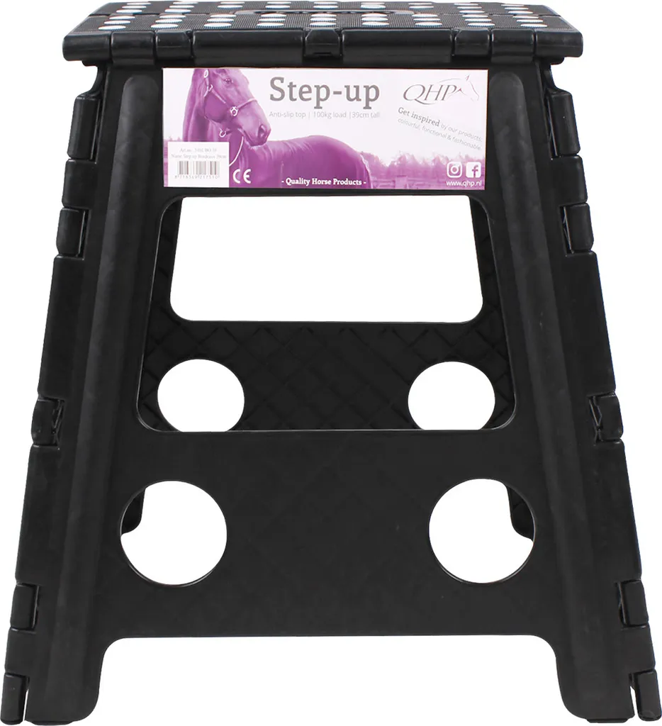 Tabouret QHP noir QHP17 de 39cm avec surface antidérapante et stable