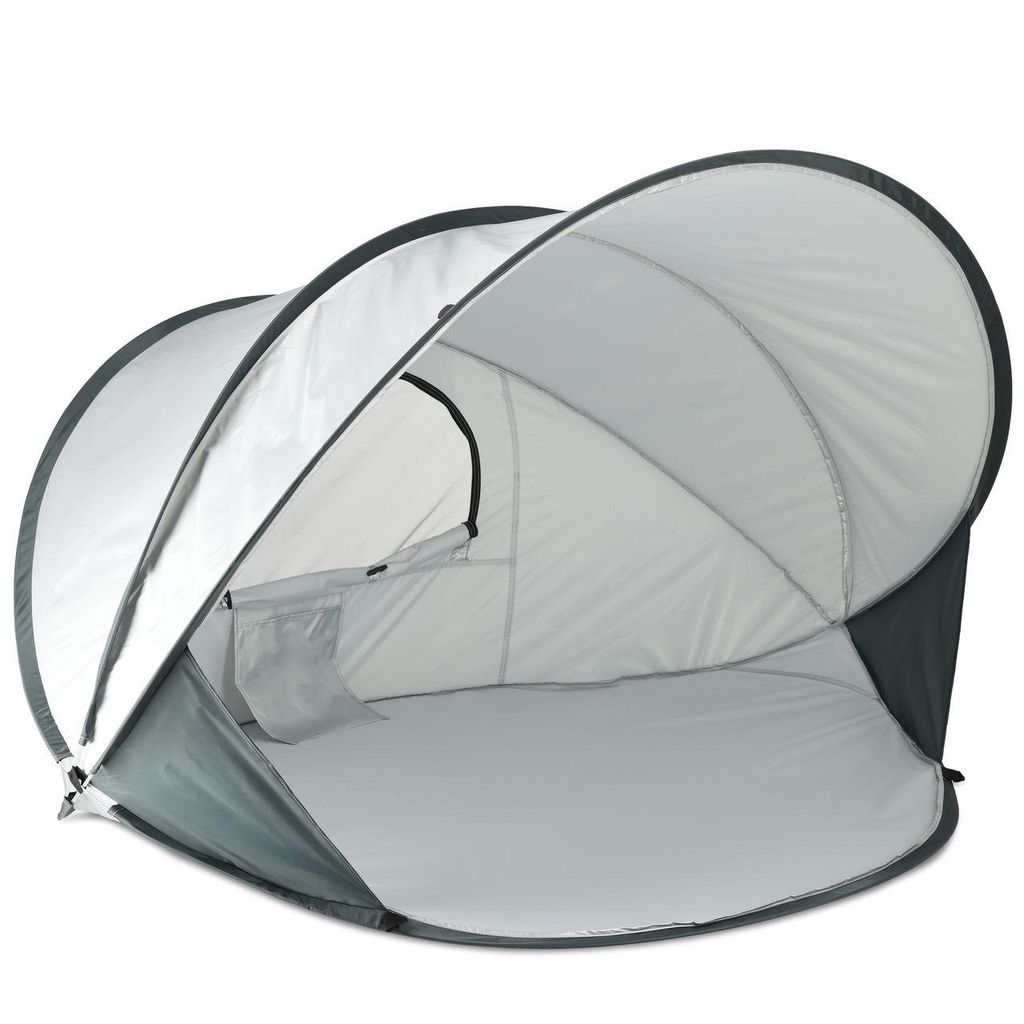 DERYAN s Pop-Up-Strandzelt XXL - Anti-UV 50+ - Silber Produktbild 