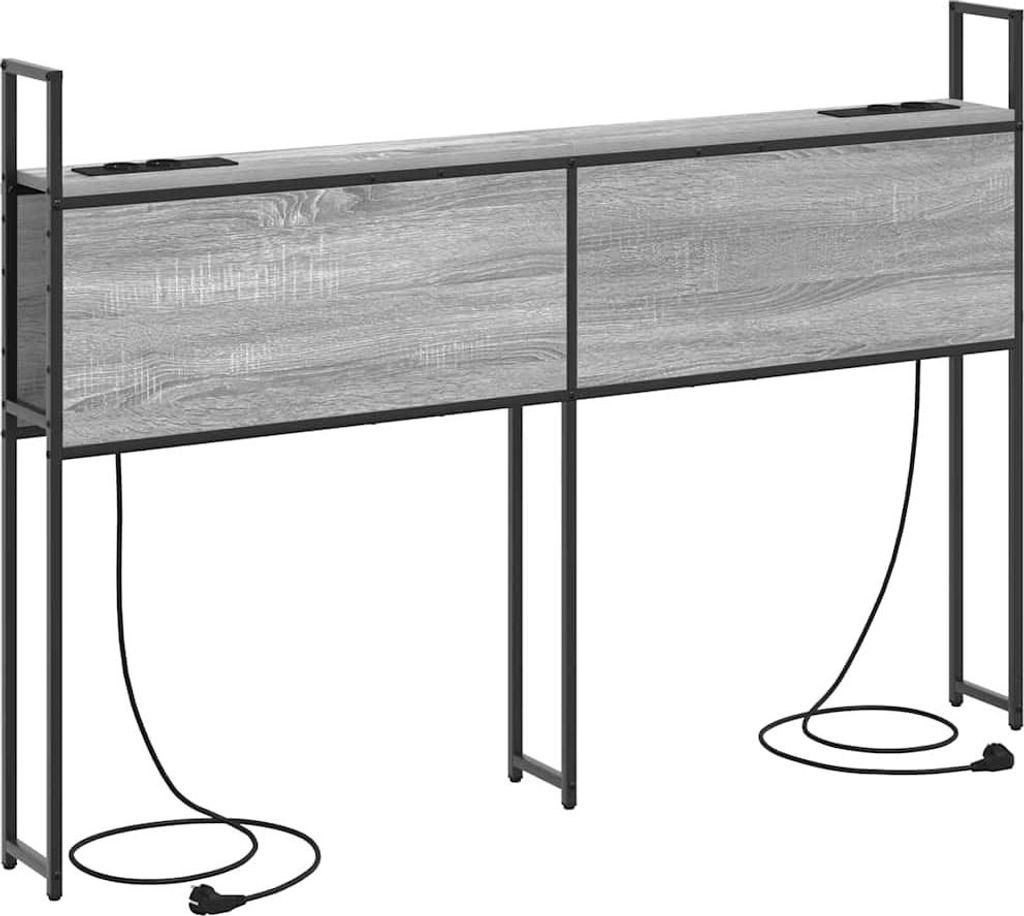 vidaXL Kopfteil mit Stauraum mit Ladestation Grau Sonoma 160 cm