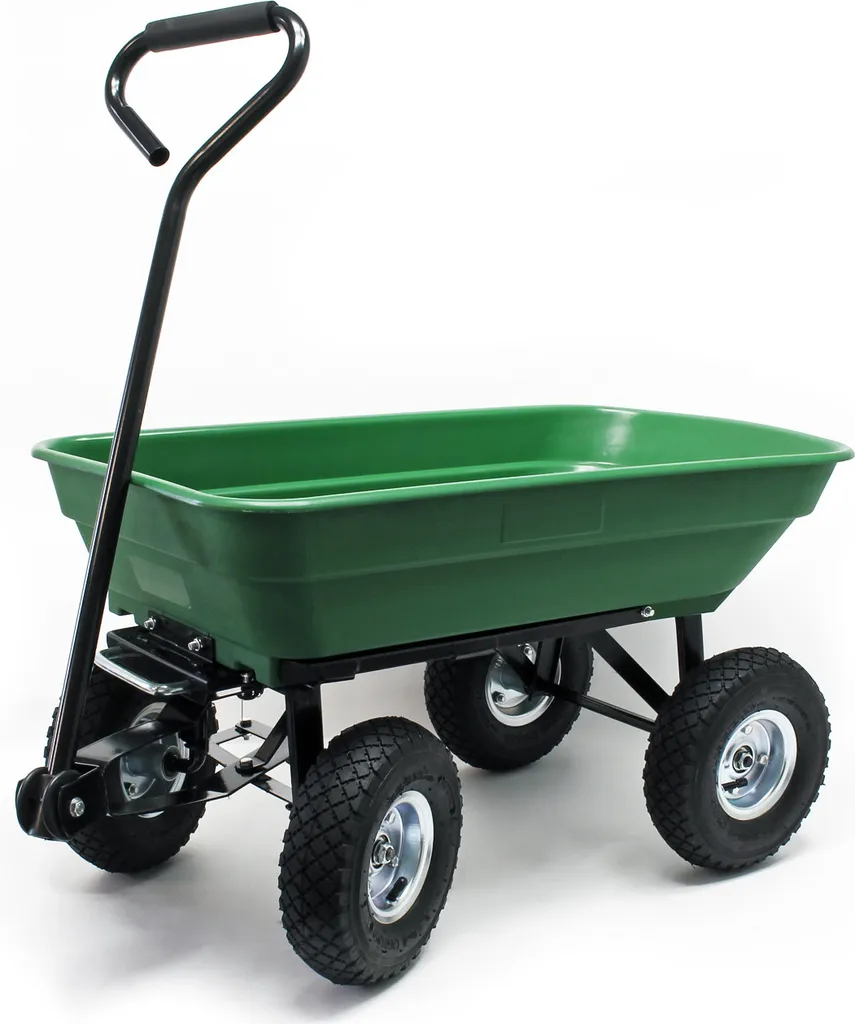 Chariot de Jardin Basculant 200 kg - Volume 50L et 4 Roues Tout-Terrain Noir