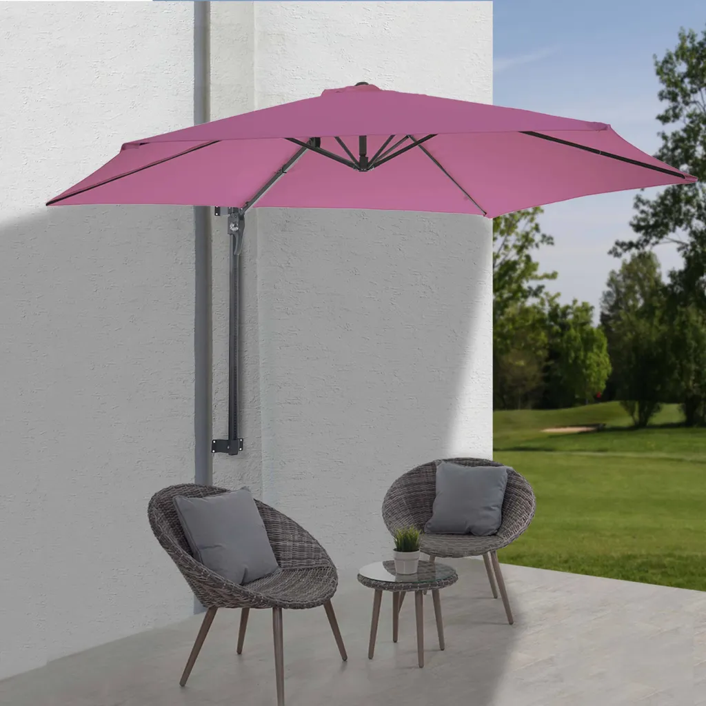 Ombrellone Parete Casoria 3m Rosso Lavanda - Salvaspazio per Balcone
